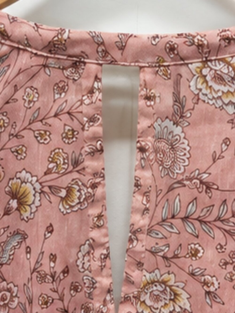 DR2 Dusty Rose Floral Peplum Blouse Size Medium Boho Cottagecore Lightweight Top - Picture 3 of 6